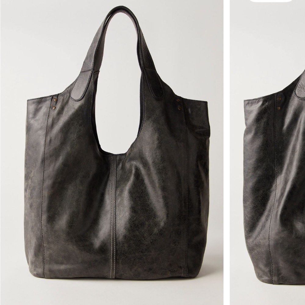 Free people, distressed, black leather tote